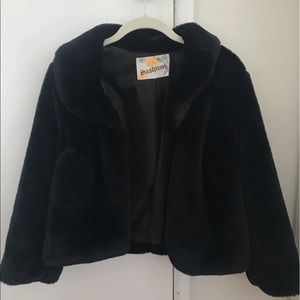Black faux fur coat